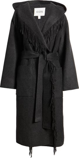 COS Fringe Detail Double Face Wool Blend Wrap Coat | Nordstrom COS Fringe Detail Double Face Wool Blend Wrap Coat | Nordstrom