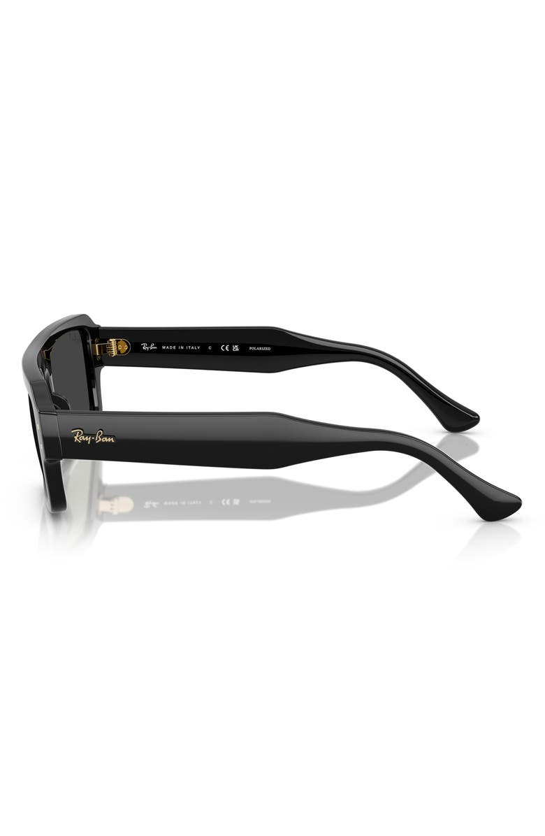 Ray-Ban 56mm Polarized Rectangular Sunglasses, Alternate, color, Black