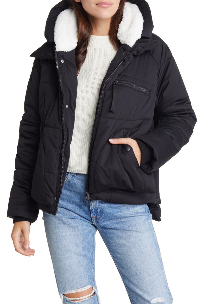 Thermalpuff™ Hooded Utility Puffer Jacket, Main, color, BLACK