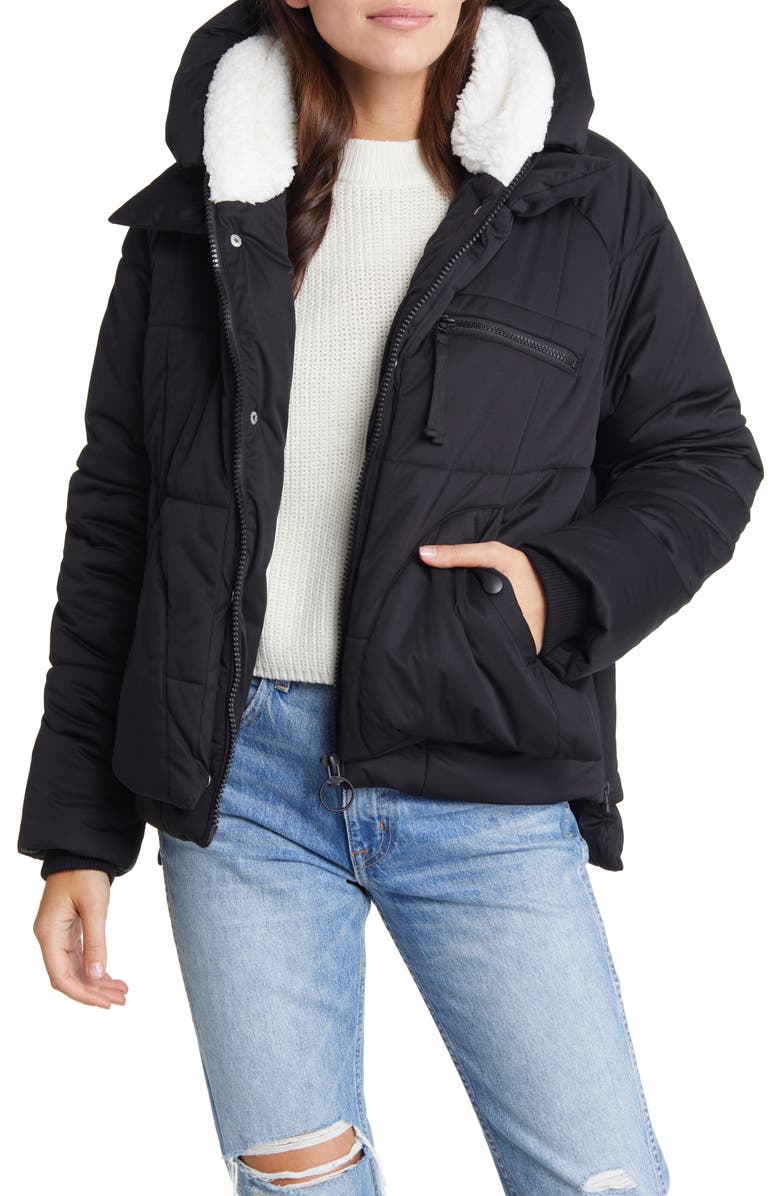 Avec Les Filles Thermalpuff<sup>™</sup> Hooded Utility Puffer Jacket, Main, color,