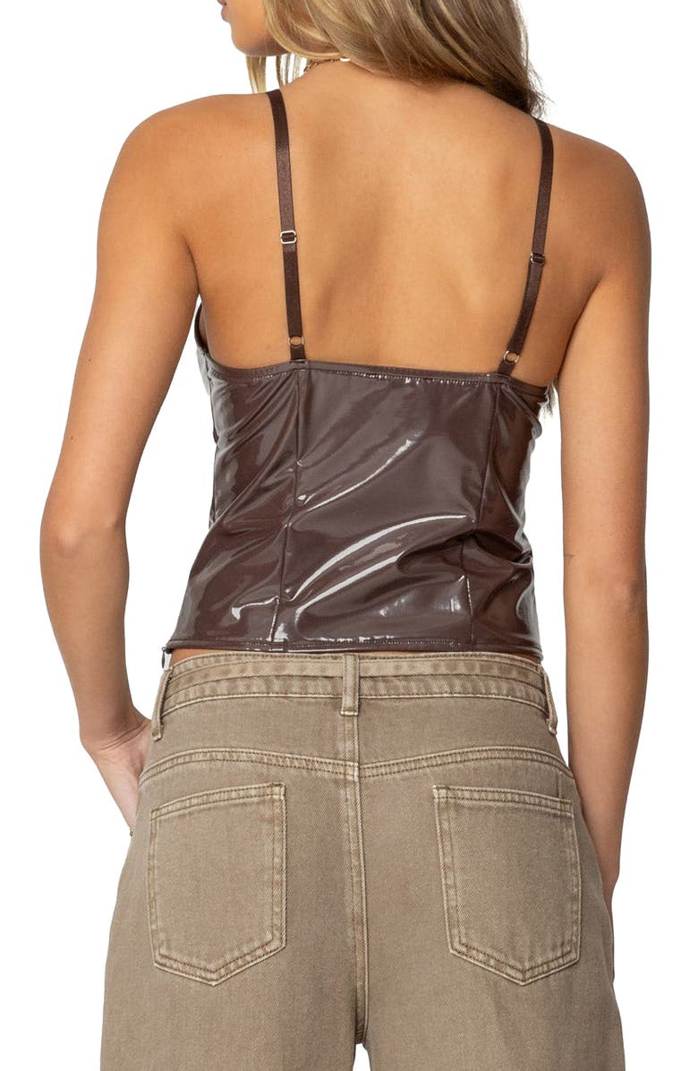 EDIKTED Carmie Vinyl Camisole, Alternate, color, Brown