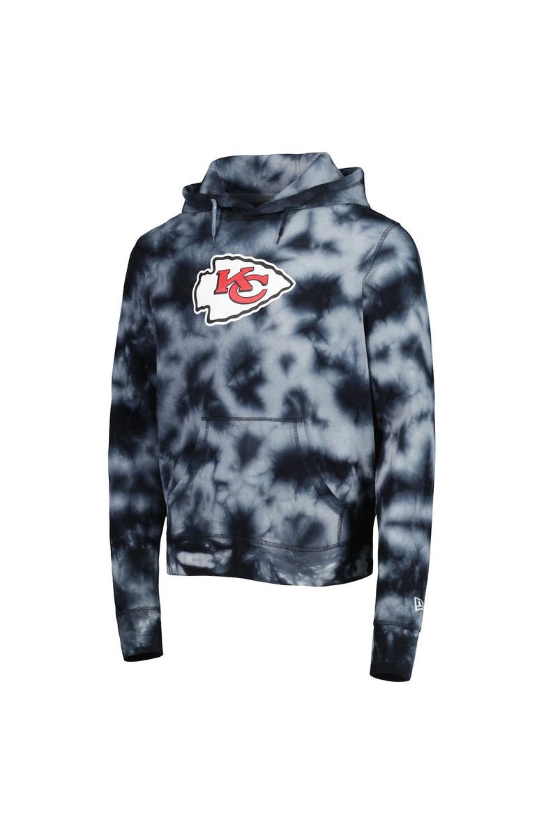 New Era Men's New Era Black Kansas City Chiefs Team Tie-Dye Pullover Hoodie, Alternate, color, Black