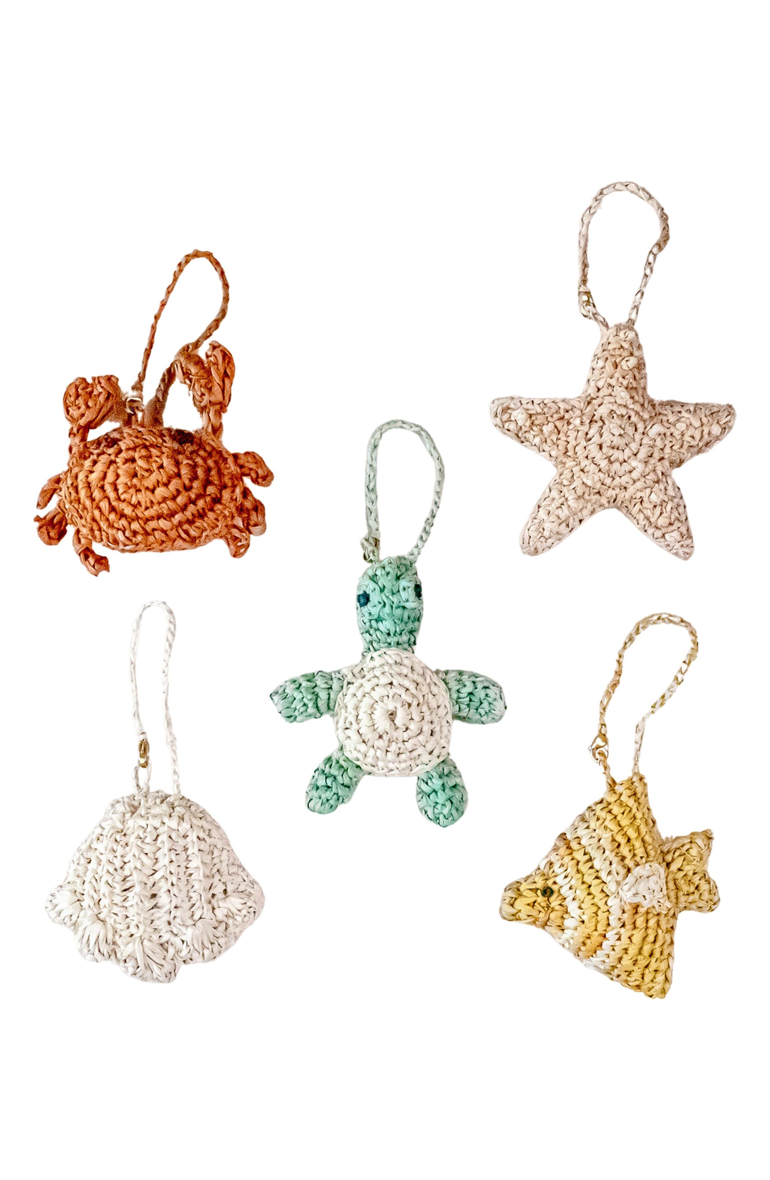 LIKHA Starfish Raffia Bag Charm, Alternate, color, Natural