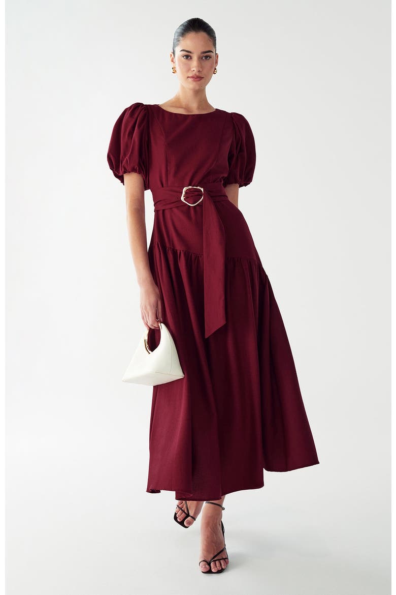Elona Midi Dress, Alternate, color, Burgundy