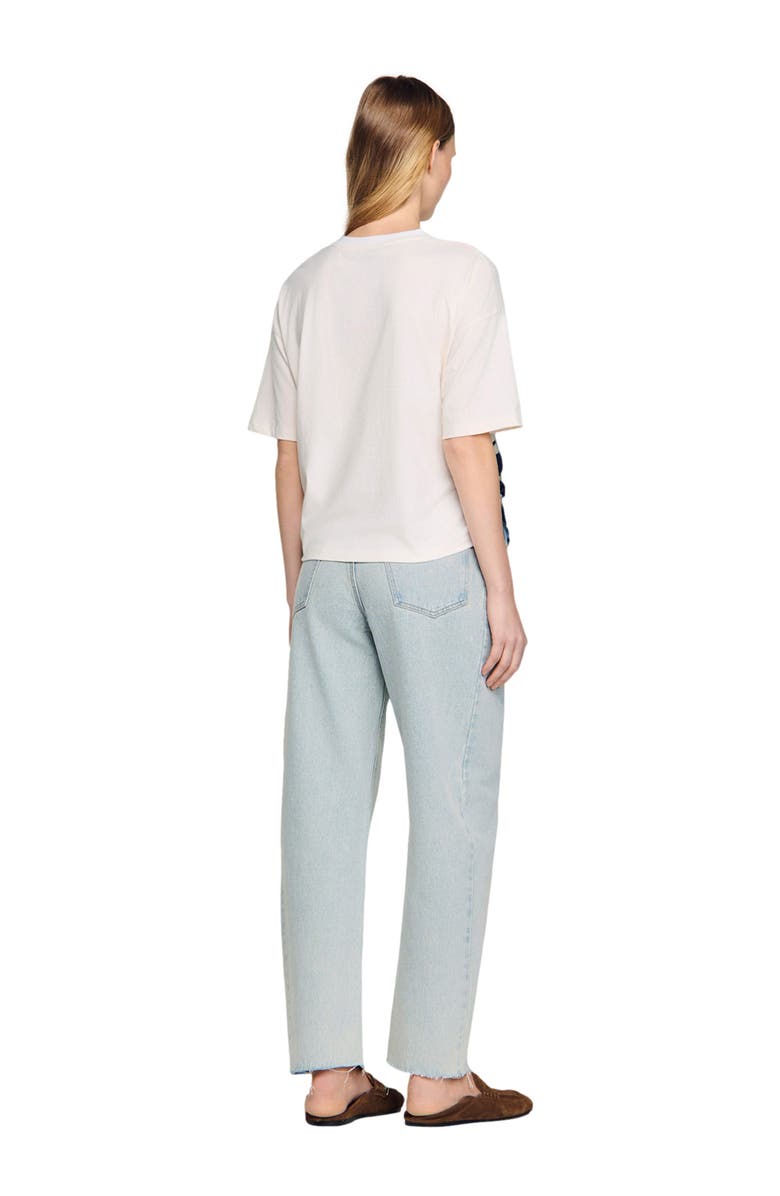 SANDRO Scarf print T-shirt, Alternate, color, Deep Blue / Ocher