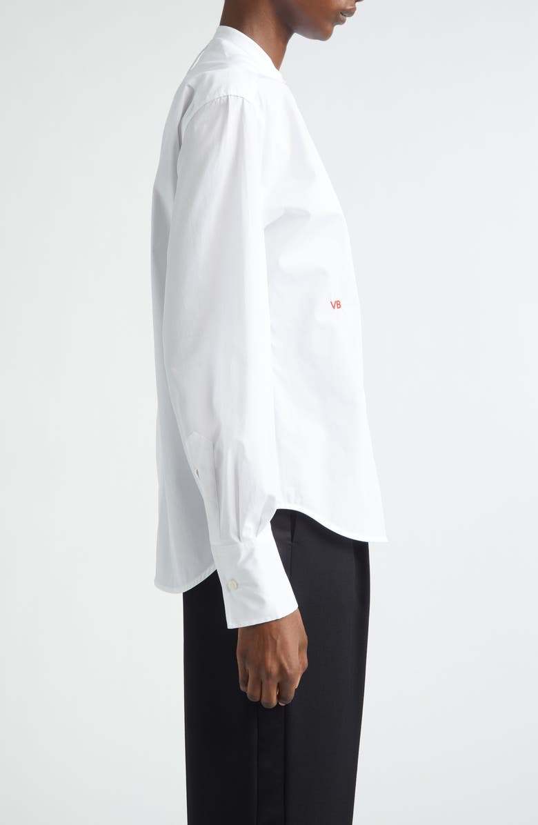 Victoria Beckham Bib Detail Cotton Poplin Button-Up Shirt, Alternate, color, White