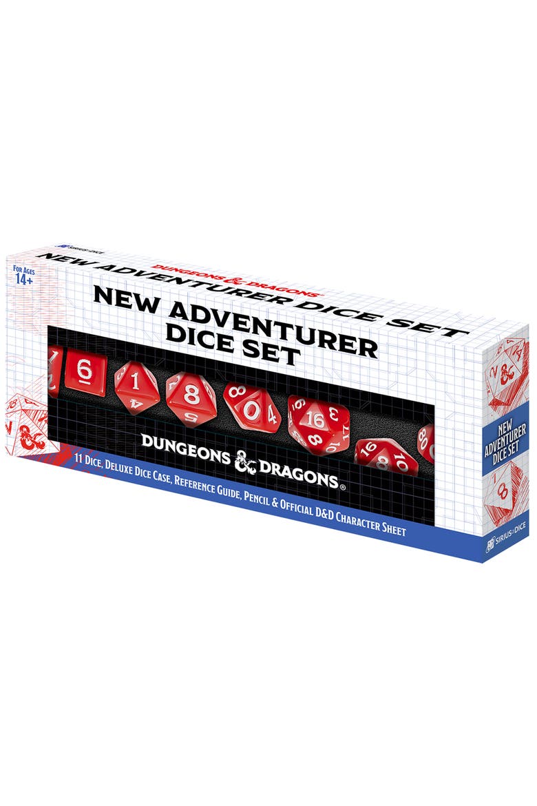 D&D New Adventurer Dice Set, Red 11 Oversized Rpg Dice, Main, color, Red
