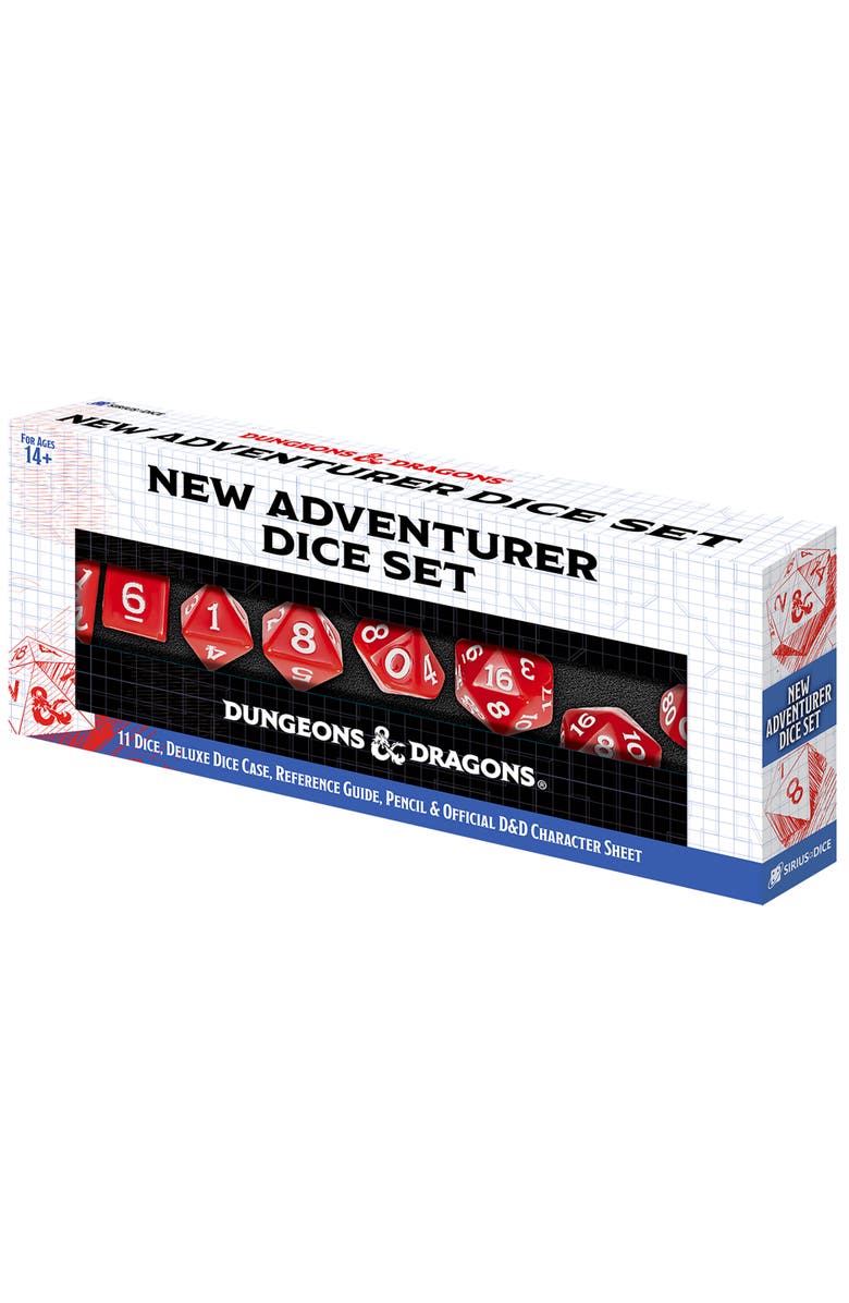 Dungeons & Dragons D&D New Adventurer Dice Set, Red 11 Oversized Rpg Dice, Main, color, Red