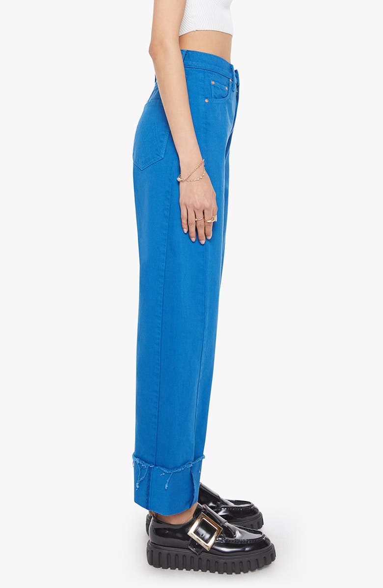 MOTHER The Half Pipe Frayed Cuffed Barrel Leg Jeans, Alternate, color, Mykonos Blue