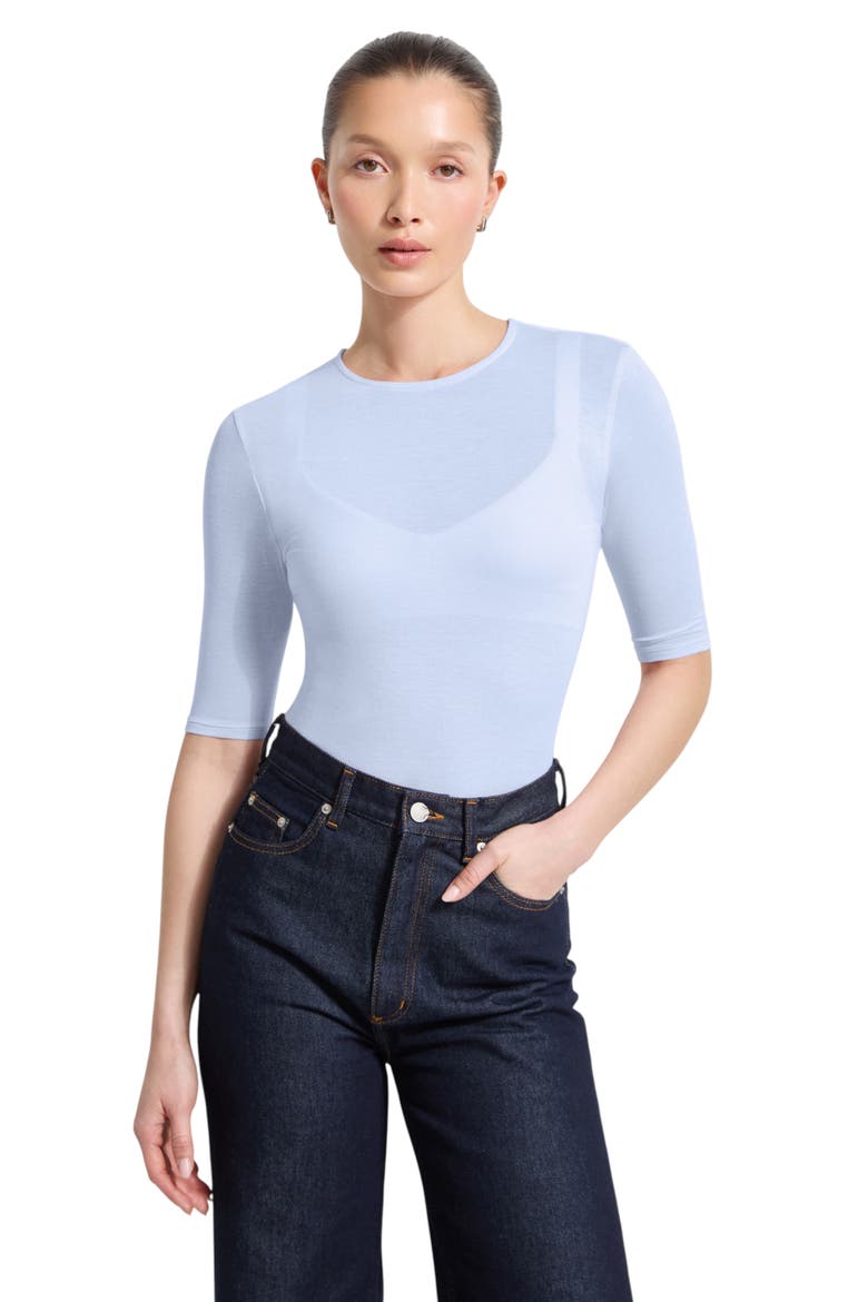 Frankie Sheer Jersey Top, Alternate, color, ICE BLUE