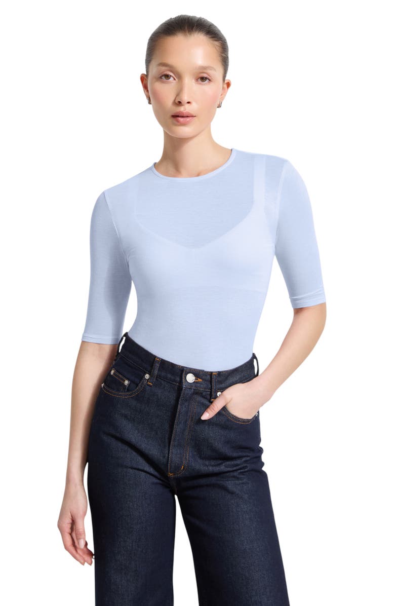 Marcella Frankie Sheer Jersey Top, Alternate, color, Ice Blue