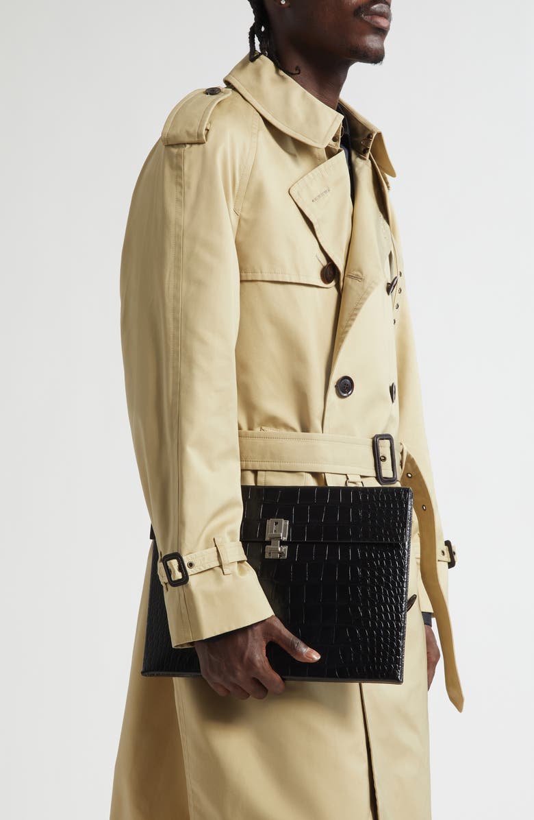 TOM FORD Croc Embossed Patent Leather Clutch, Alternate, color, 1N001 Black