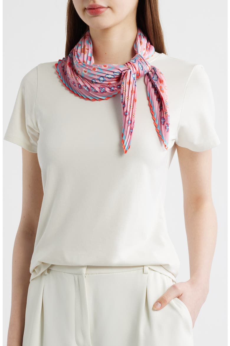 Clover Pleated Diamond Scarf, Main, color, BEACH PINK