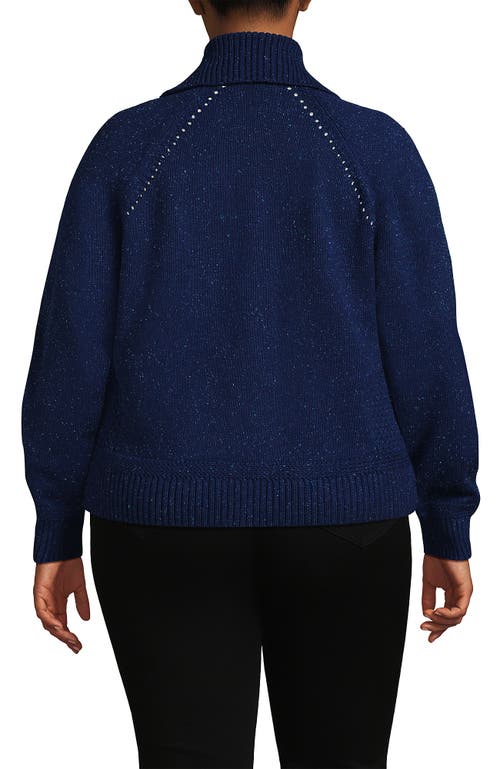 Lands' End Drifter Large Collar Zip Front Cardigan Sweater In Blue
