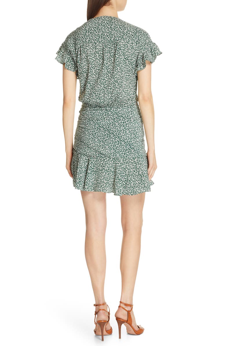Veronica Beard Marla Tie Ruched Silk Minidress, Alternate, color,