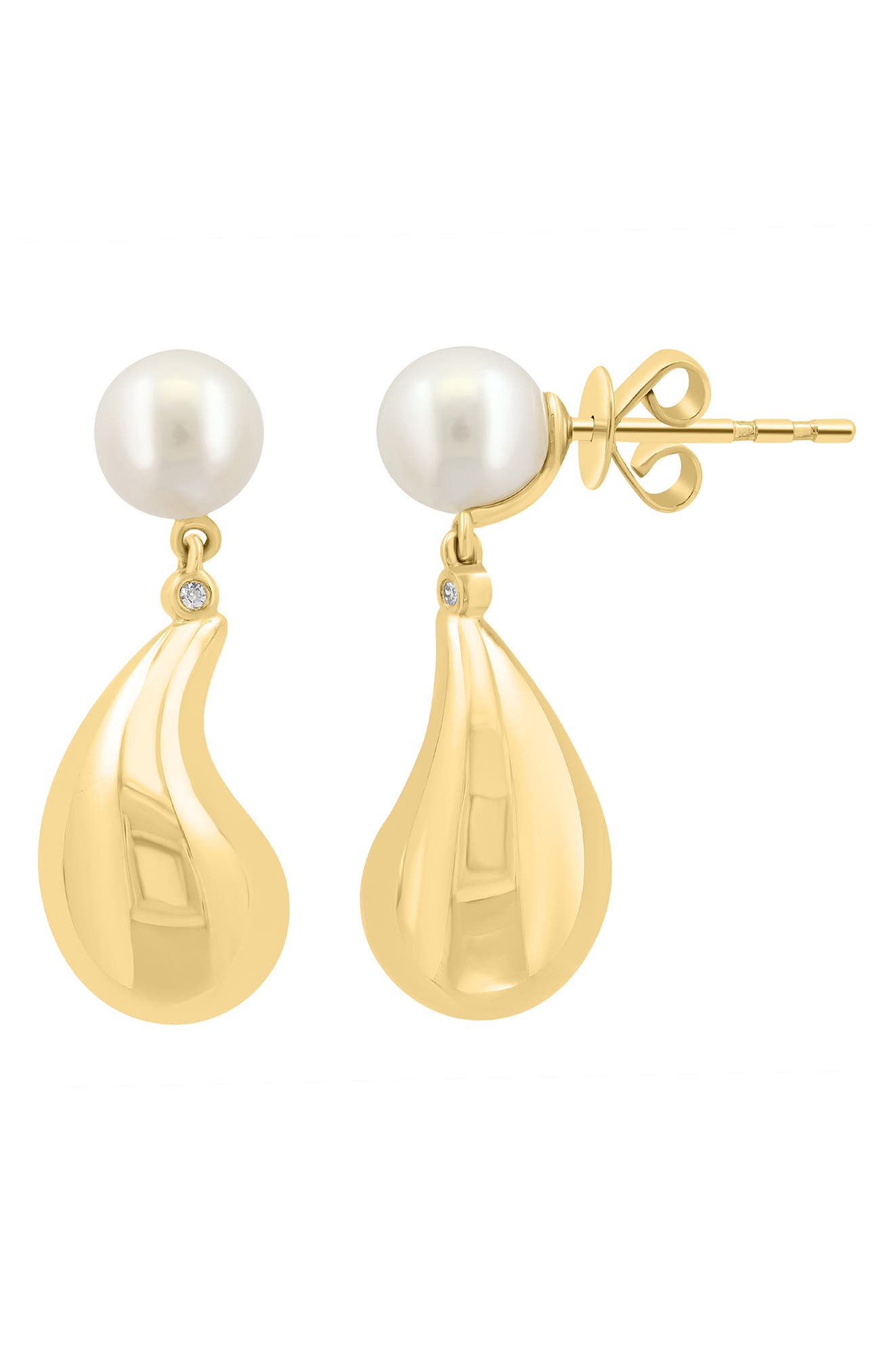 EFFY Freshwater Pearl & Diamond Drop Earrings - 0.1ct.