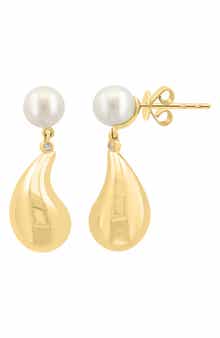 EFFY Freshwater Pearl & Diamond Drop Earrings - 0.1ct.