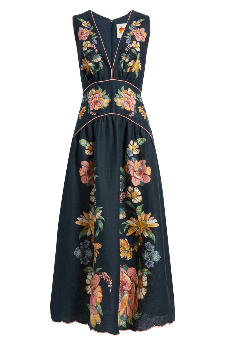FARM Rio Maria Floral Jacquard Linen Dress, Alternate, color, 