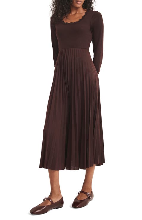 Scallop Trim Midi Dress