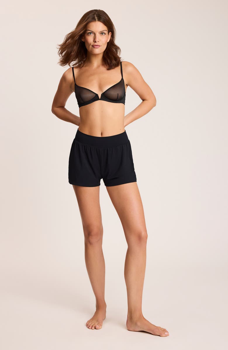 Commando Mesh Underwire Plunge Demi Bra, Alternate, color, Black