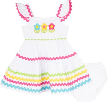 Flutter Sleeve Seersucker Dress & Bloomers Set