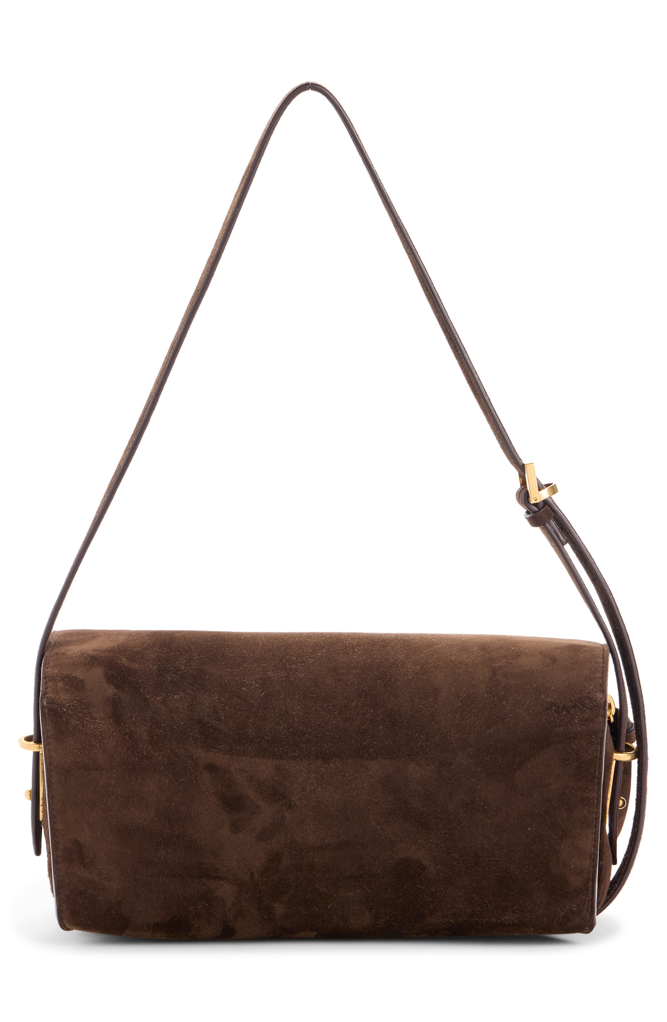 Balenciaga Medium Paris VII Suede Shoulder Bag, Alternate, color, Moka/ Ruby