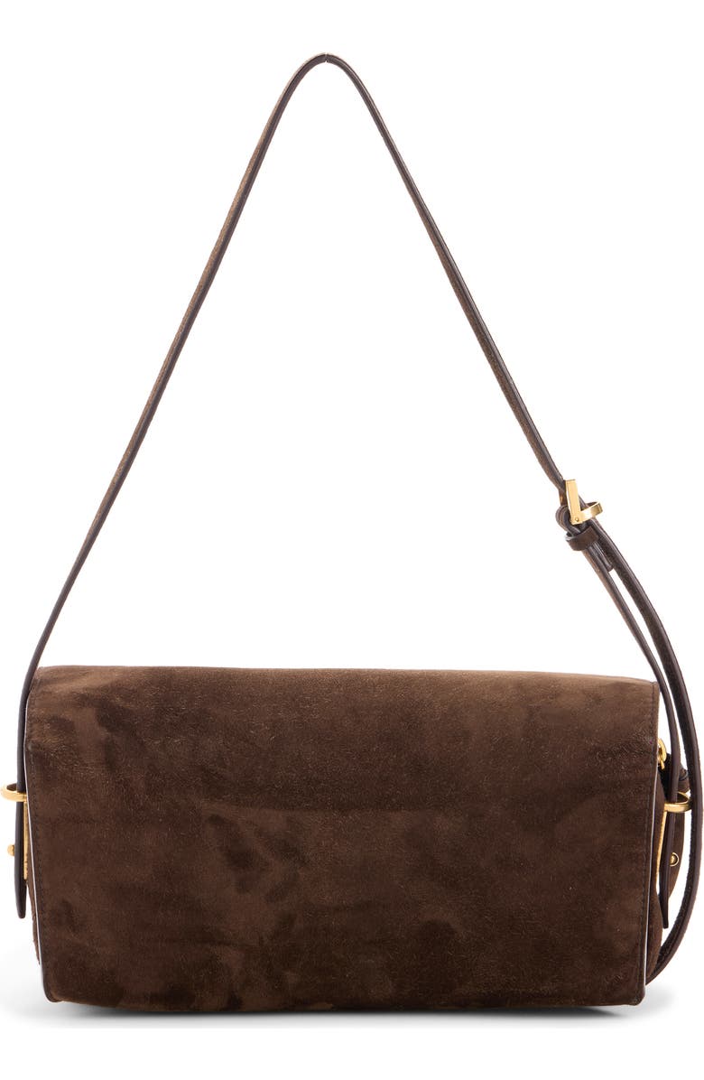 Balenciaga Medium Paris VII Suede Shoulder Bag, Alternate, color, Moka/ Ruby