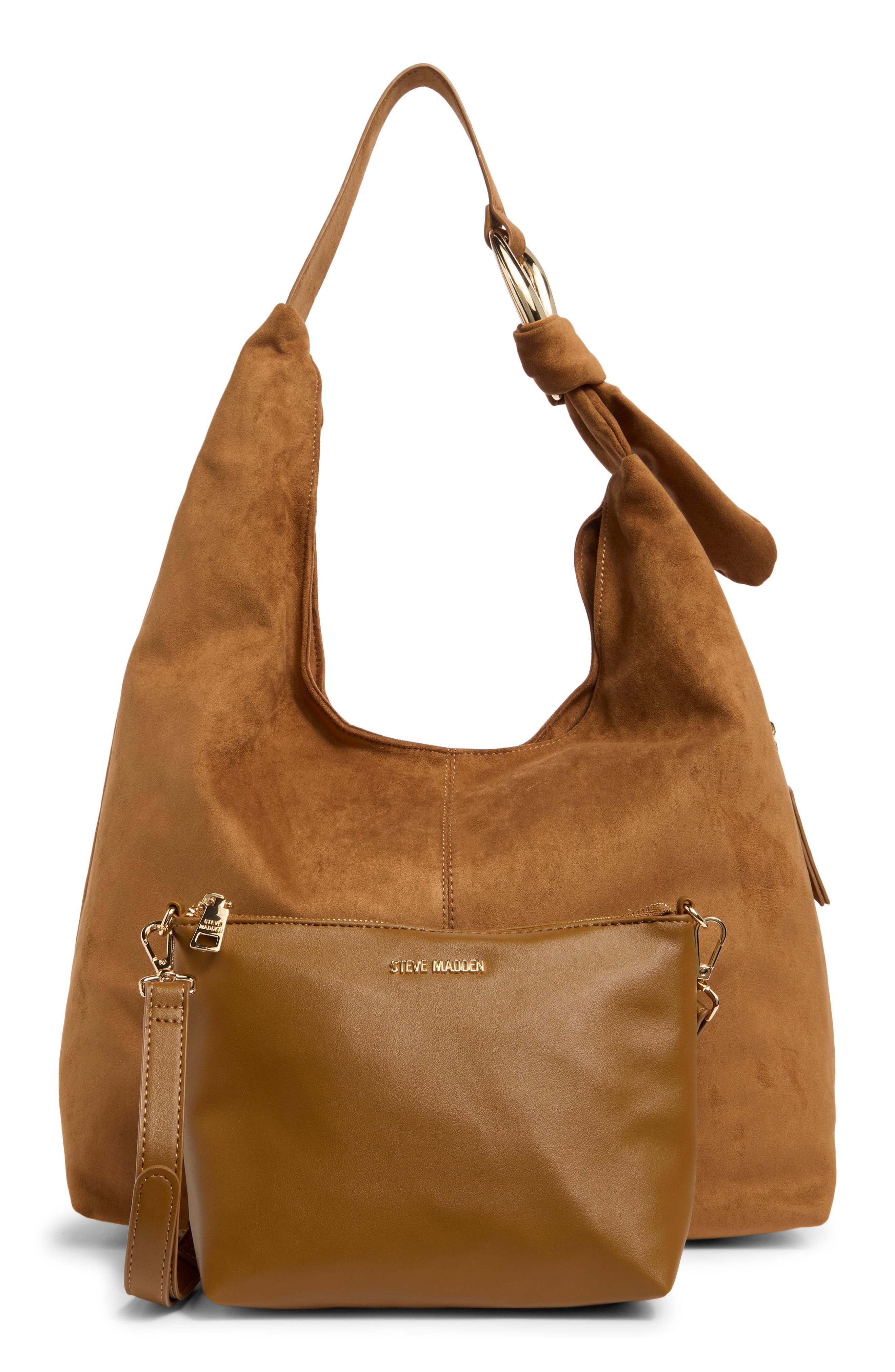 Bxena Hobo Bag & Pouch, Alternate, color, OCHRE FAUX SUEDE