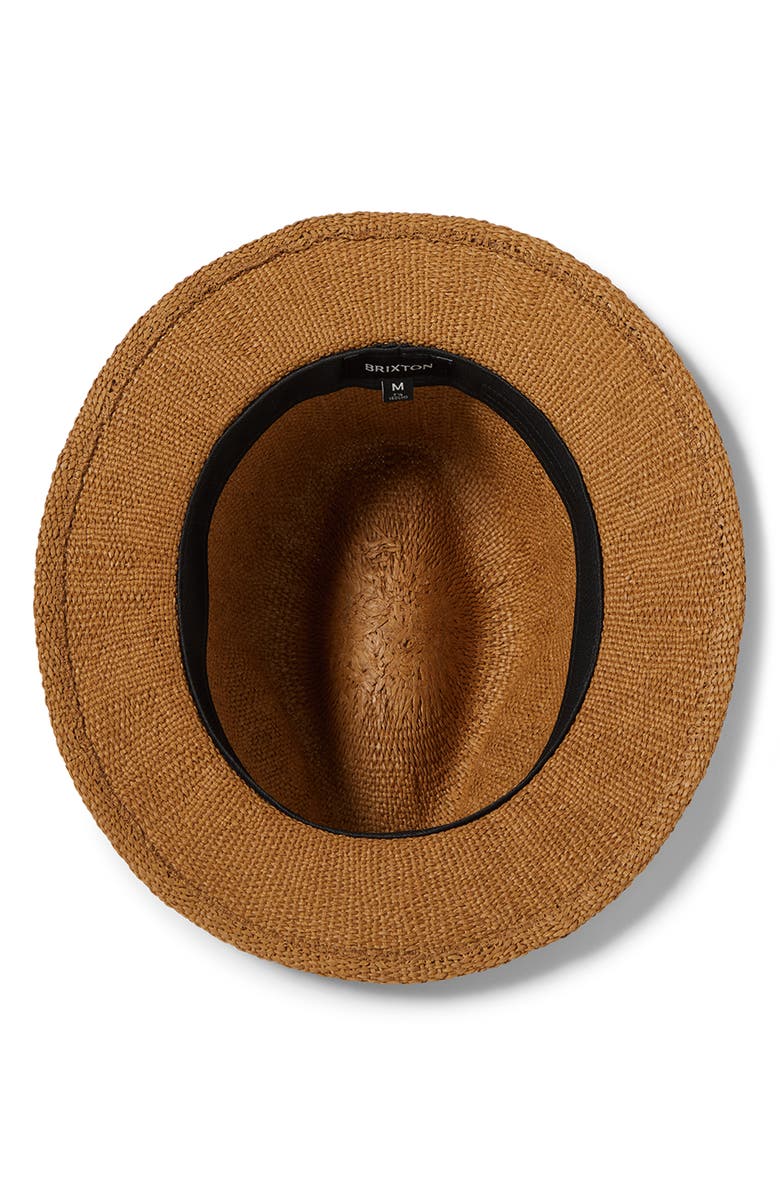 Brixton Roma Straw Fedora, Alternate, color, Coffee