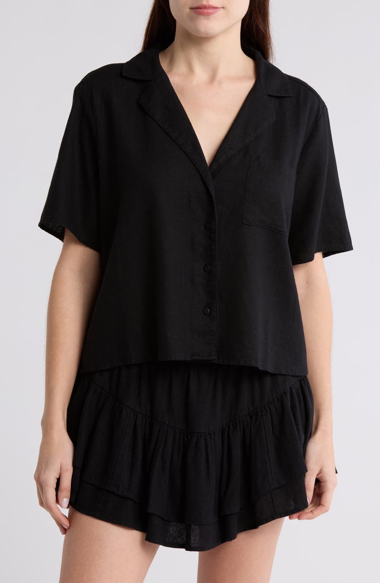 Abound Button Front Camp Shirt, Main, color, Black