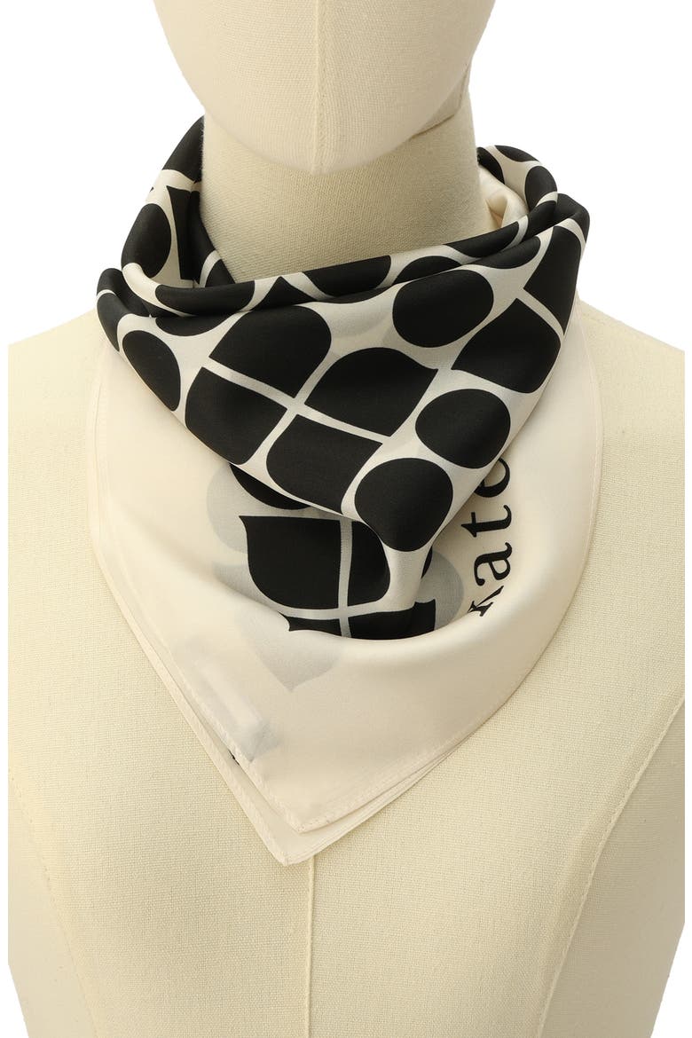 noel silk bandana scarf, Alternate, color, CREAM/ BLACK