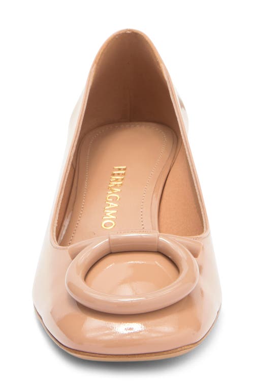 Ferragamo Leather Mara 40 Pumps With Block Heel In Nude