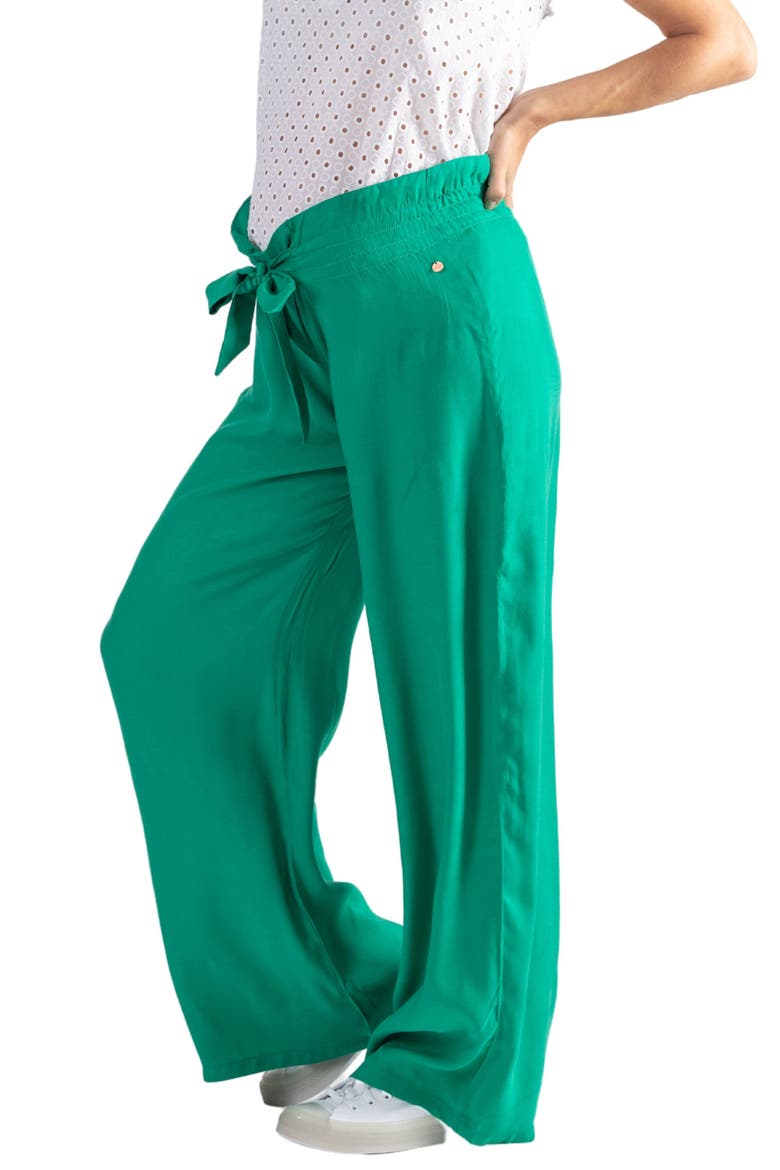 Sahel Smocked Twill Maternity Pants, Alternate, color, GREEN