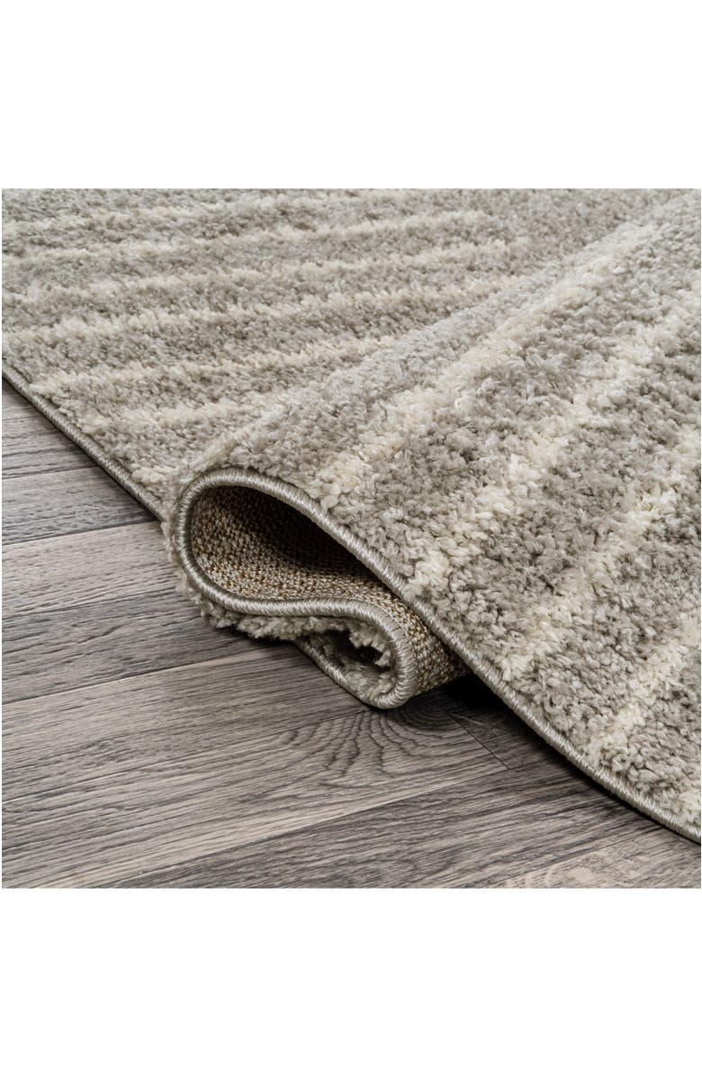 JONATHAN Y Petra Abstract Stripe Geometric Shag Area Rug, Alternate, color, Gray/Ivory