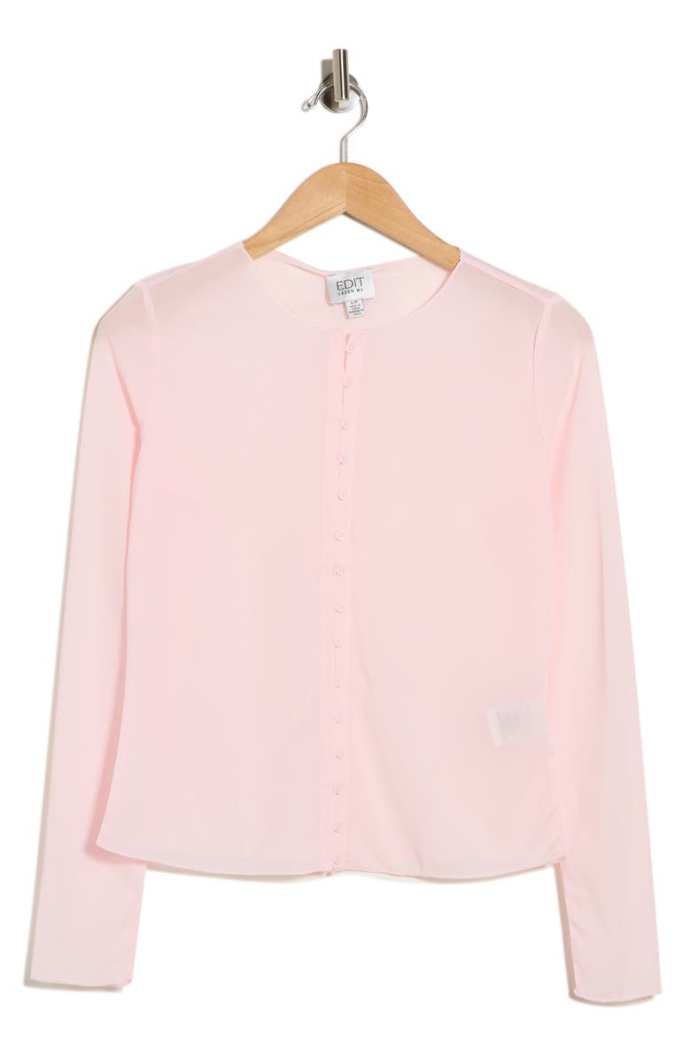 EDIT by JASON WU Crewneck Mesh Crop Cardigan, Main, color, Hibiscus Pink