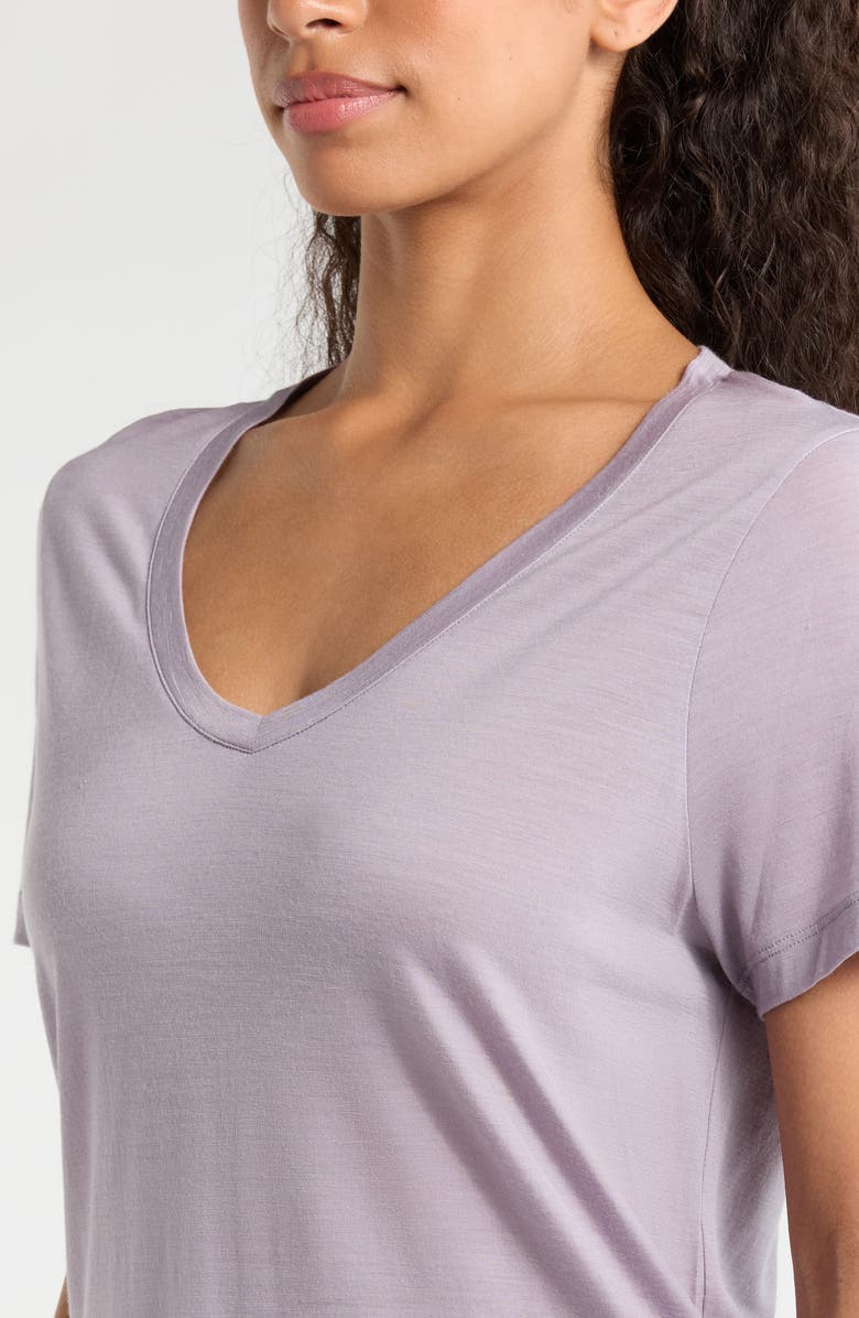 Smartwool Ultralite V-Neck Short Sleeve Merino Wool Blend T-Shirt, Alternate, color, Purple Storm
