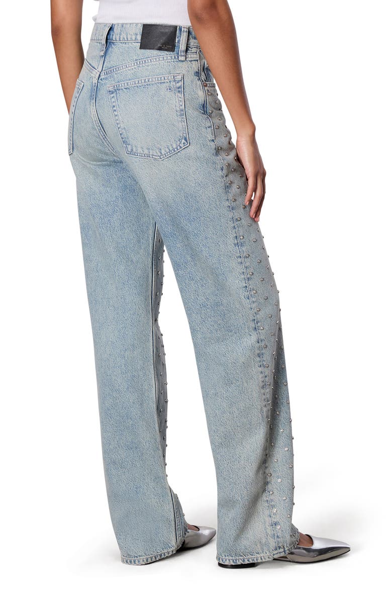 rag & bone Shea Studded High Waist Straight Jeans, Alternate, color, Desipearl