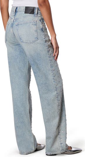 Shea Studded High Waist Straight Jeans