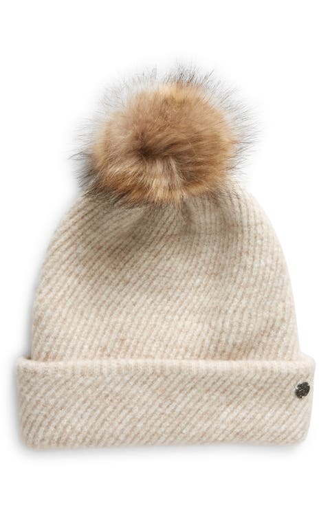 Cozy Heather Beanie with Faux Fur Pompom