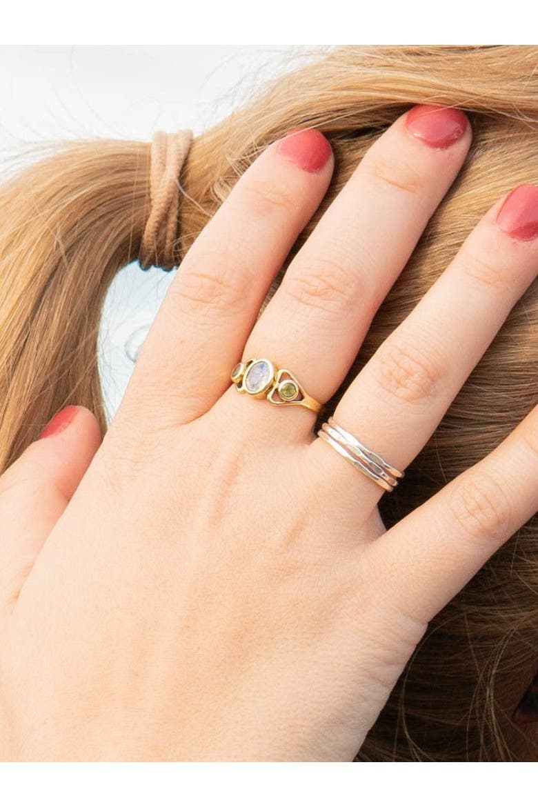 Triple Harvest Stone Ring, Alternate, color, Green