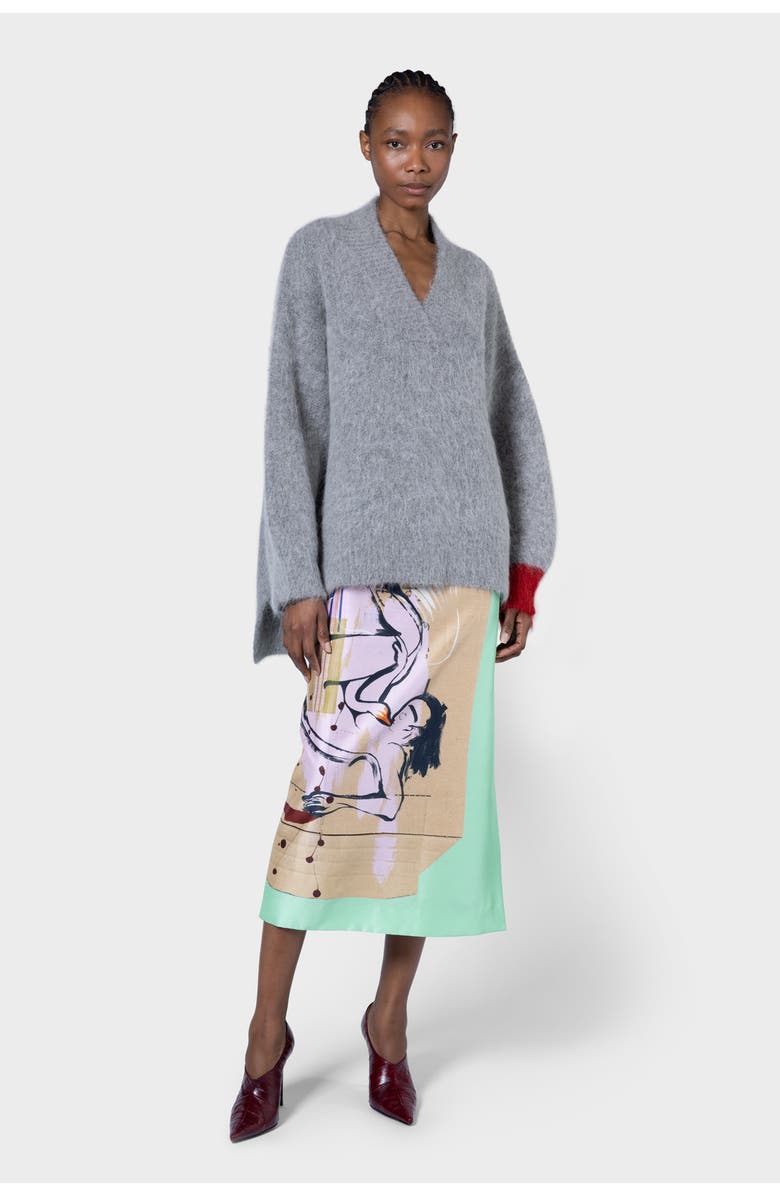 Roksanda Tehla V-Neck Knitted Sweater, Main, color, Light Grey