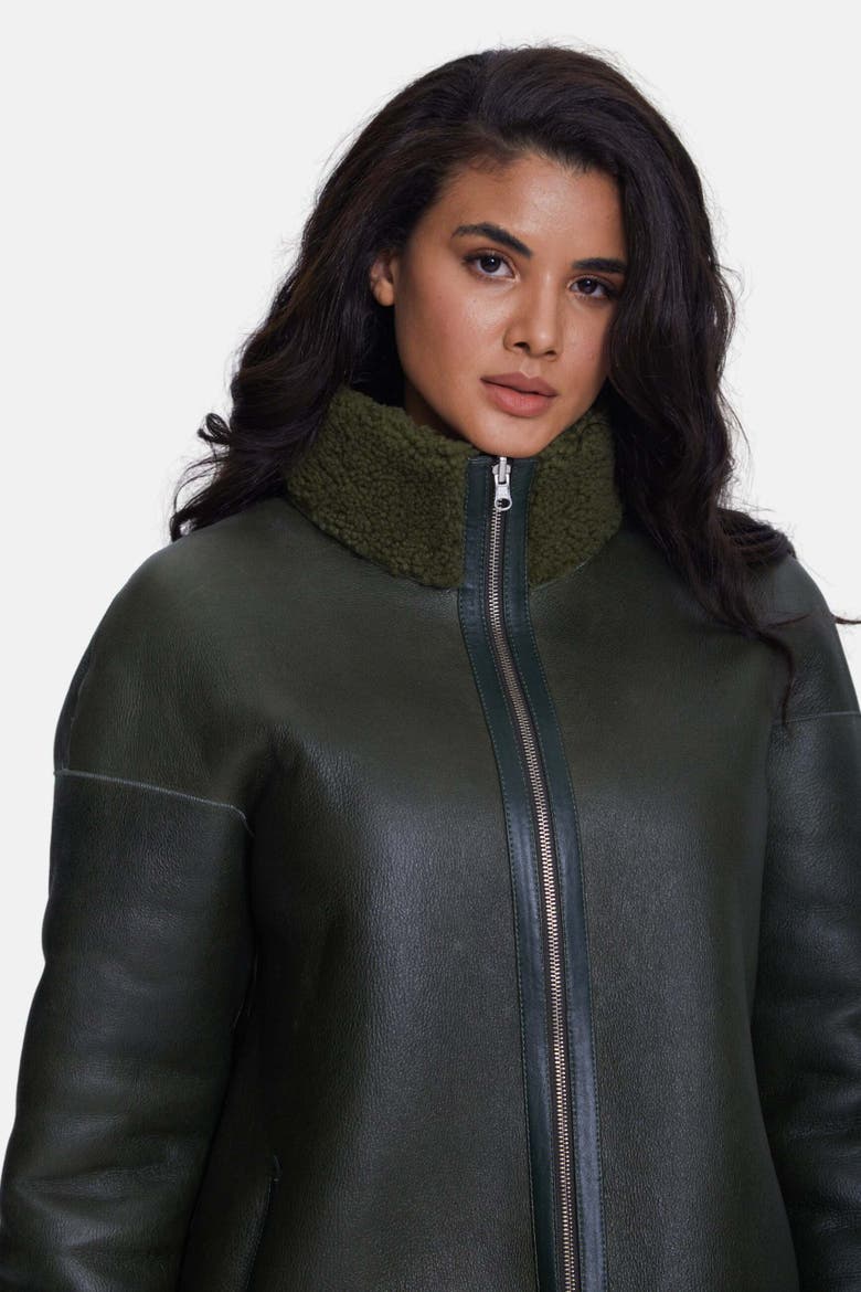 Simone Shearling Jacket, Alternate, color, Green