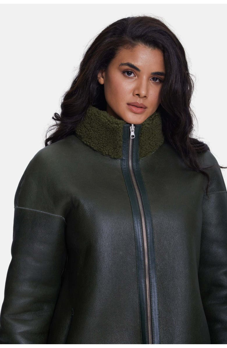 Furniq UK Simone Shearling Jacket, Alternate, color, Green