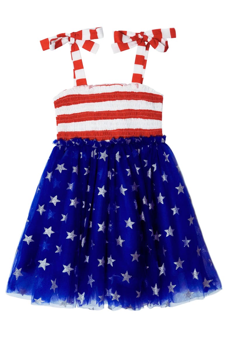 Mia Belle Girls Girls Twinkling Stars Smocked Tutu Dress, Main, color, 