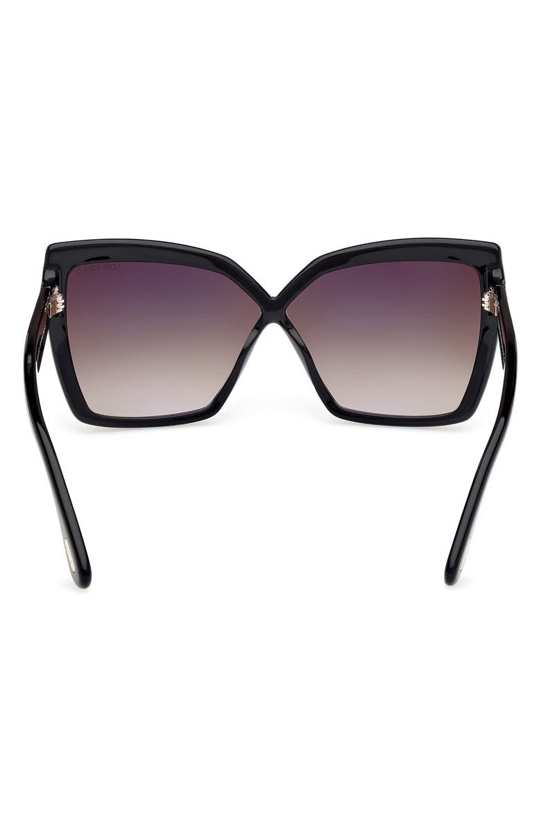 TOM FORD Fiore 63mm Oversize Gradient Butterfly Sunglasses, Alternate, color, Black Eco / T Logo / Smoke