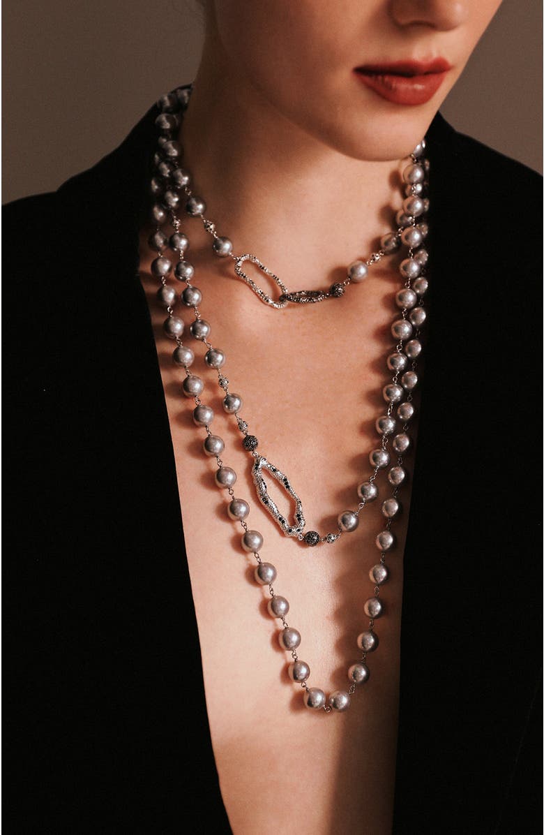 RETRO CHIC Leopard Necklace, Alternate, color, Grey & Sliver