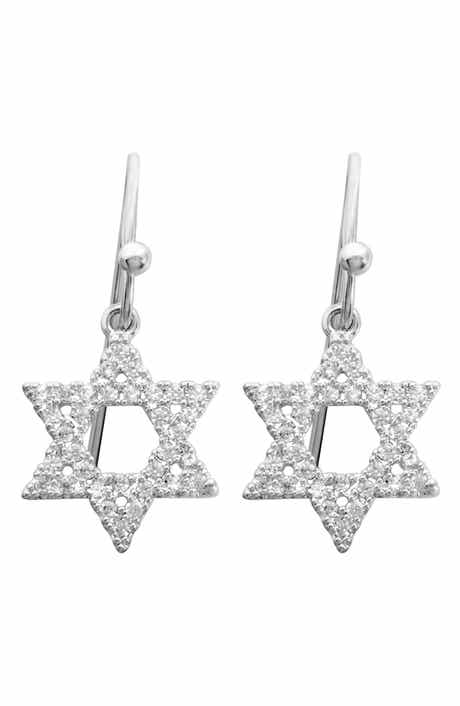 Star of David Cubic Zirconia Drop Earrings