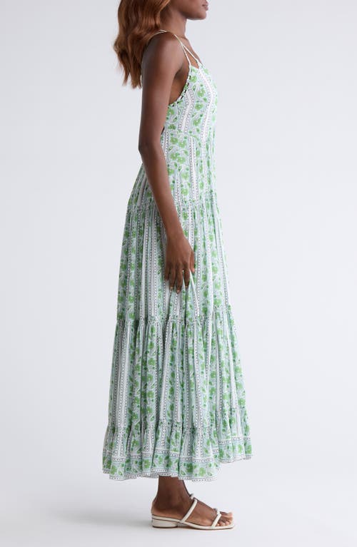 Alicia Bell Scarlett Tiered Cotton & Silk Cover-up Maxi Dress In Green