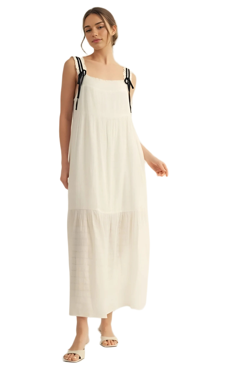 Knit and Lounge Smocked Maxi Dress with Tie Straps, Main, color,