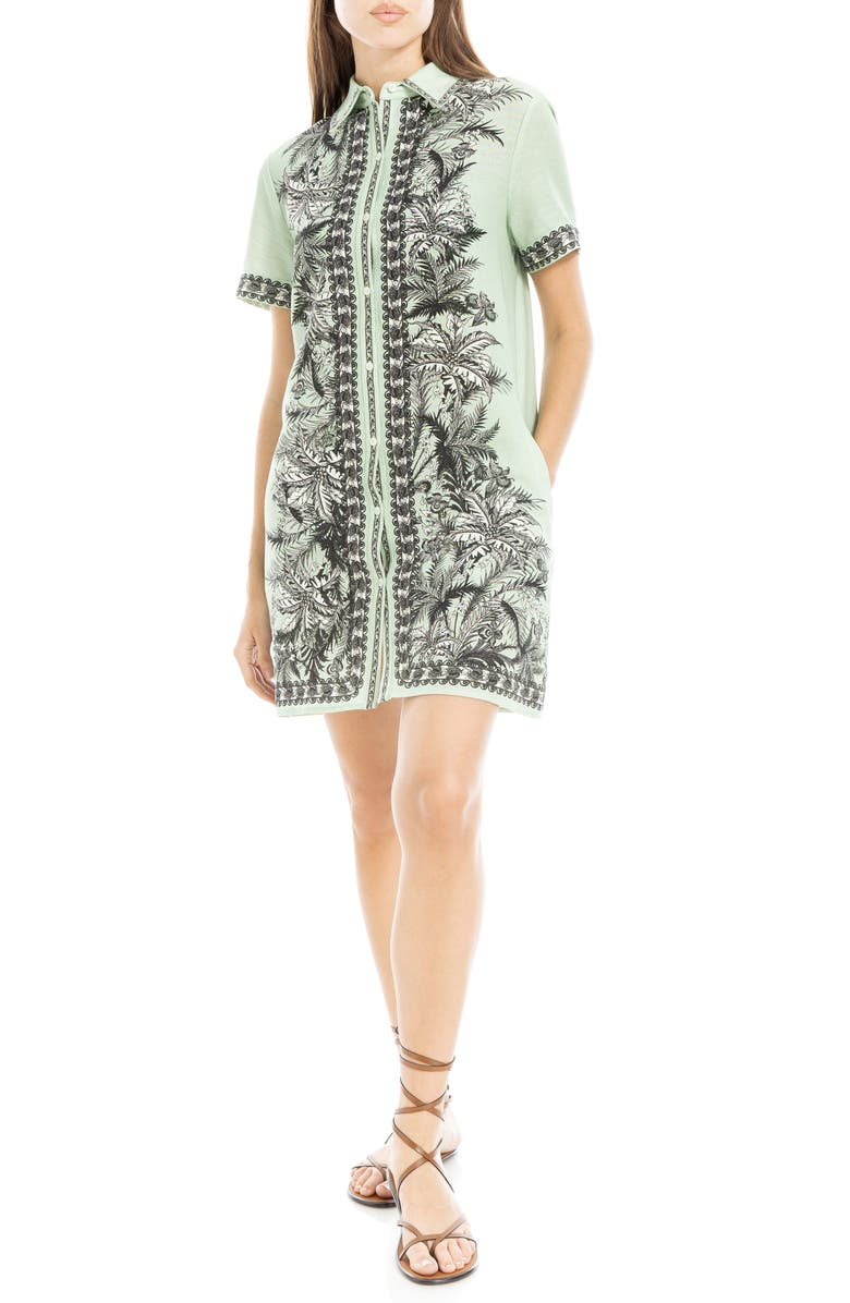 MAX STUDIO Border Short Sleeve Shirtdress, Main, color,